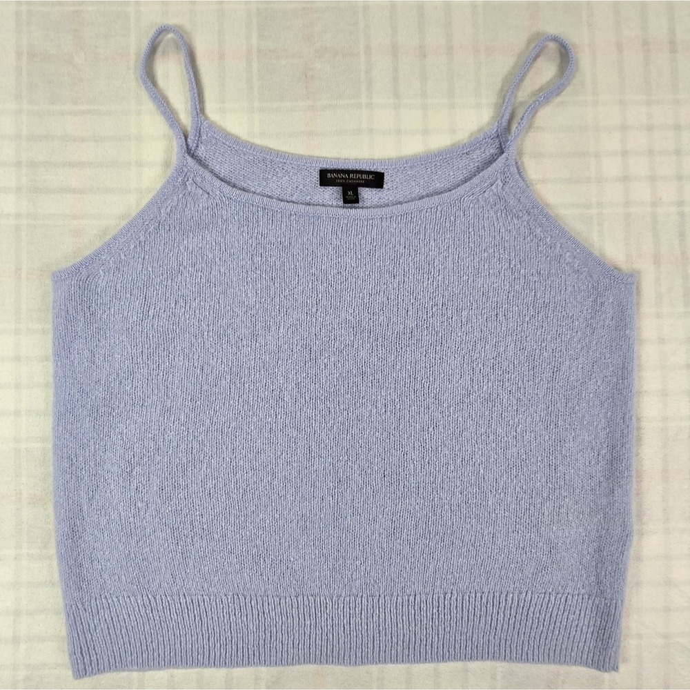 Banana Republic Womens 100% Cashmere Tank Top Sky Blue Cropped Layer XL